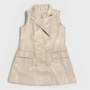 JASON WU Faux Leather Beige Blazer Vest NWT S
